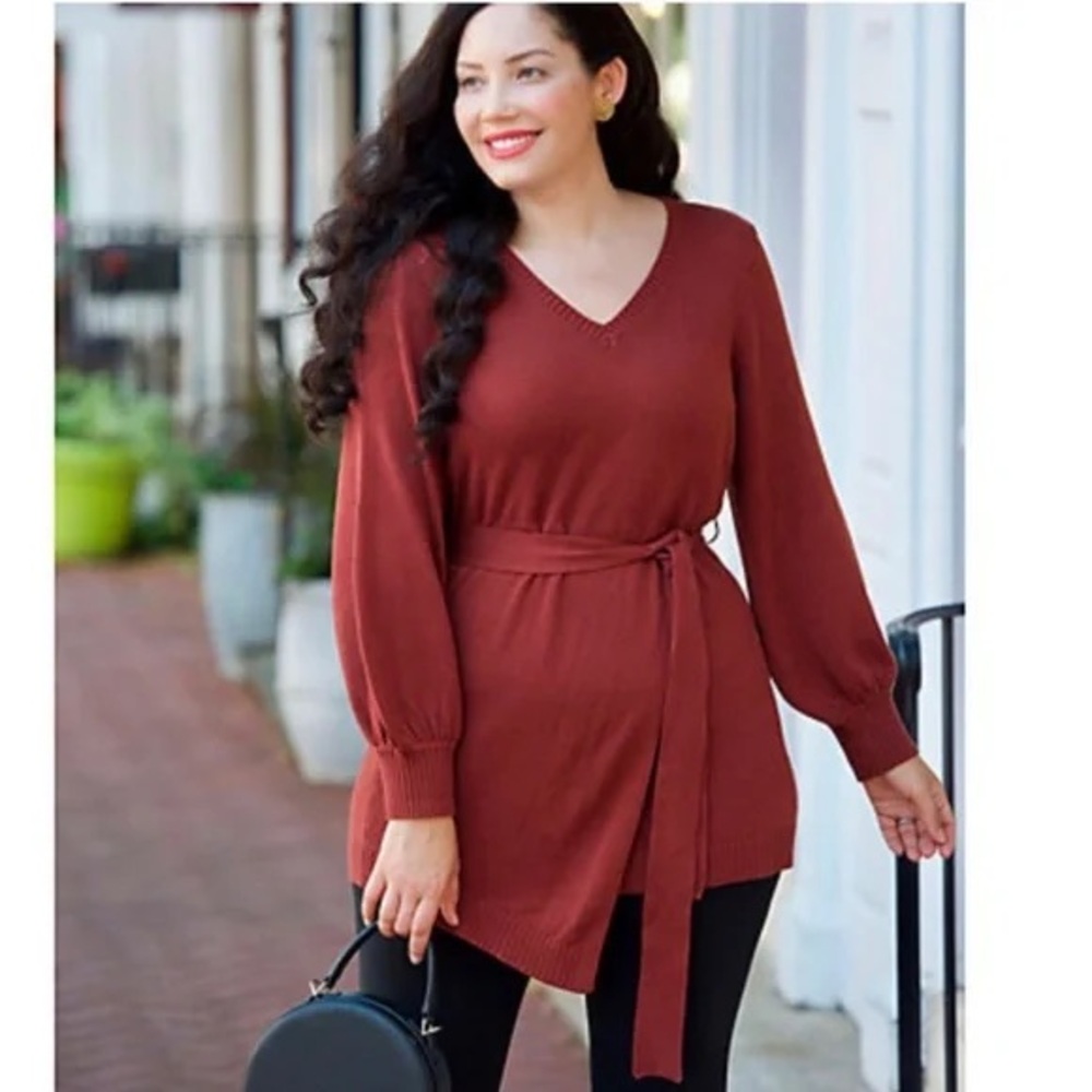GIRL WITH CURVES Faux Wrap Sweater A458124